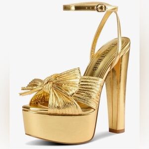 Gold 5.9 inch chunky platform heels